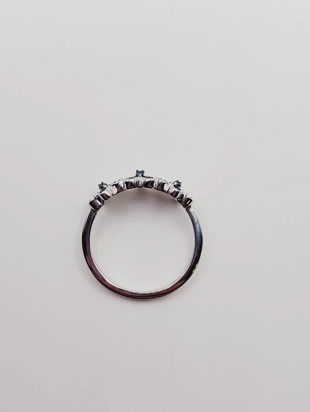 Genuine Blue Diamond Accent 925 Sterling Silver Floral Triple Flower Ring
